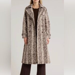 New! Rebecca Minkoff Black & Cream Snake Skin Print Trench Coat NWT RM707A sizeM
